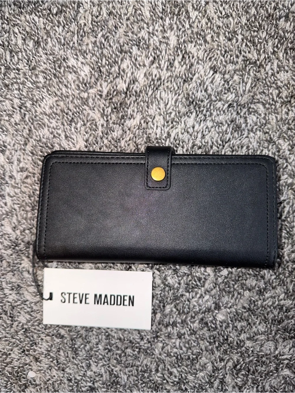 Steve Madden Black Wallet with Gold Snap